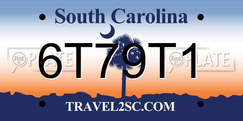 6T79T1 South Carolina License Plate
