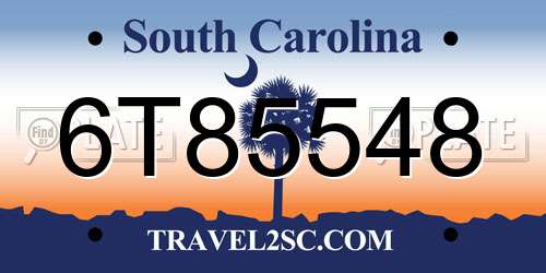 6T85548 South Carolina License Plate