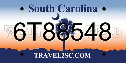 6T88548 South Carolina License Plate