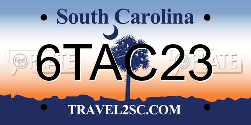 6TAC23 South Carolina License Plate