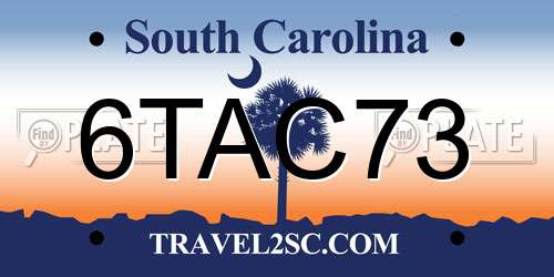 6TAC73 South Carolina License Plate