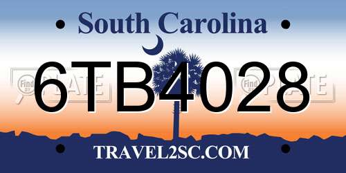 6TB4028 South Carolina License Plate