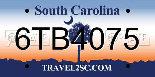 6TB4075 South Carolina License Plate