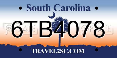 6TB4078 South Carolina License Plate