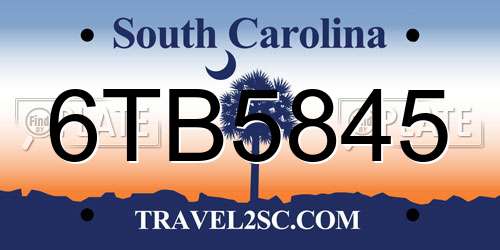 6TB5845 South Carolina License Plate