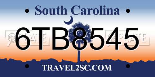6TB8545 South Carolina License Plate