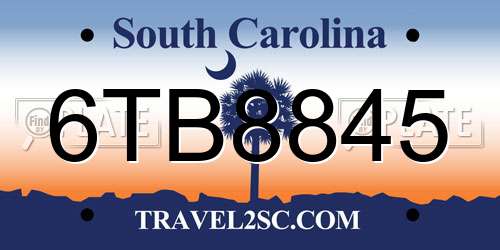 6TB8845 South Carolina License Plate
