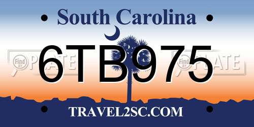 6TB975 South Carolina License Plate
