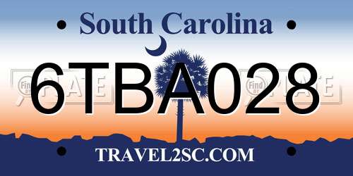 6TBA028 South Carolina License Plate