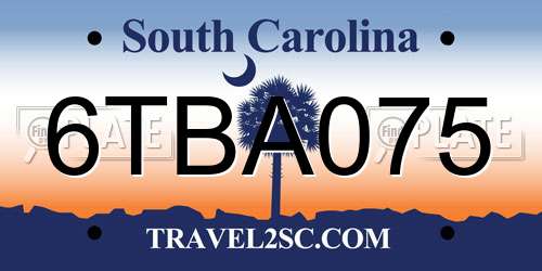 6TBA075 South Carolina License Plate
