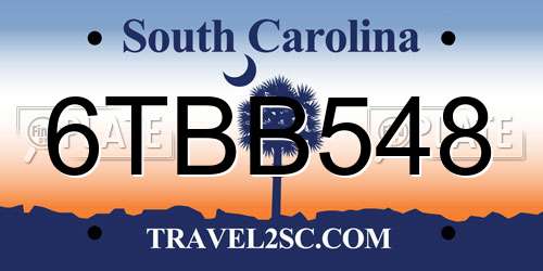 6TBB548 South Carolina License Plate