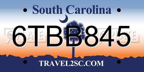 6TBB845 South Carolina License Plate