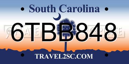 6TBB848 South Carolina License Plate
