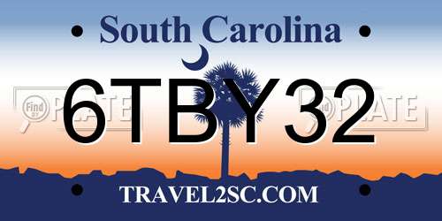 6TBY32 South Carolina License Plate