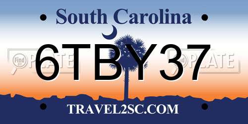 6TBY37 South Carolina License Plate