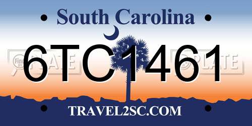 6TC1461 South Carolina License Plate