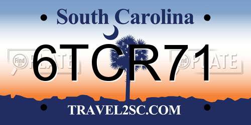 6TCR71 South Carolina License Plate