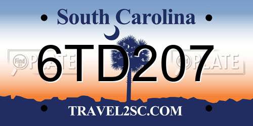 6TD207 South Carolina License Plate