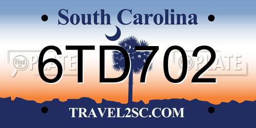6TD702 South Carolina License Plate