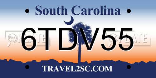 6TDV55 South Carolina License Plate