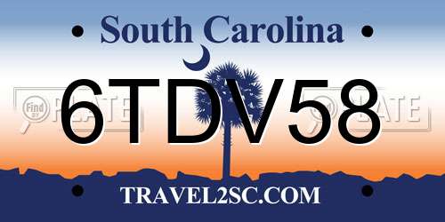 6TDV58 South Carolina License Plate