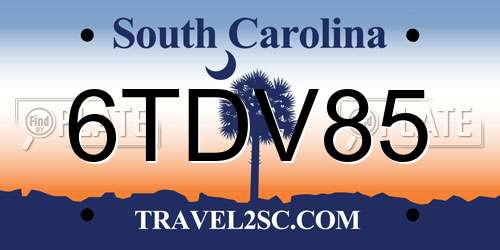 6TDV85 South Carolina License Plate
