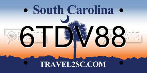 6TDV88 South Carolina License Plate