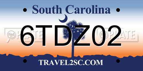 6TDZ02 South Carolina License Plate