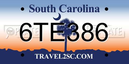 6TE386 South Carolina License Plate