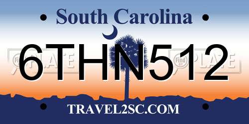6THN512 South Carolina License Plate