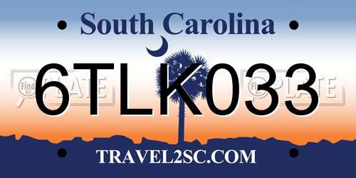 6TLK033 South Carolina License Plate