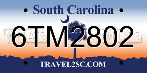 6TM2802 South Carolina License Plate