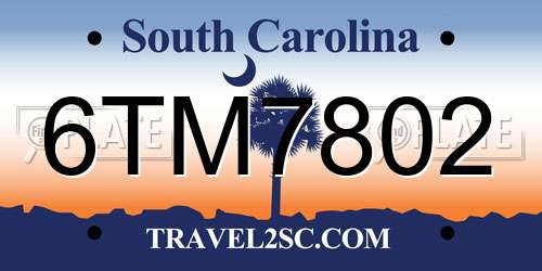 6TM7802 South Carolina License Plate