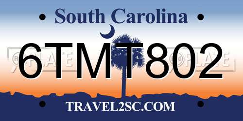 6TMT802 South Carolina License Plate