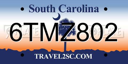 6TMZ802 South Carolina License Plate