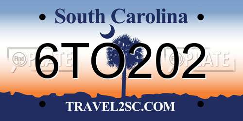 6TO202 South Carolina License Plate