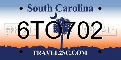 6TO702 South Carolina License Plate