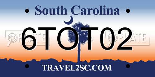 6TOT02 South Carolina License Plate