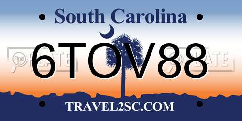6TOV88 South Carolina License Plate