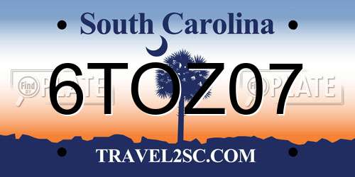 6TOZ07 South Carolina License Plate