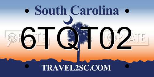 6TQT02 South Carolina License Plate