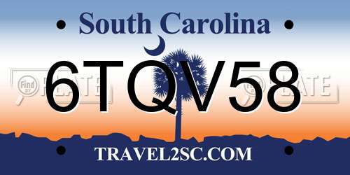 6TQV58 South Carolina License Plate