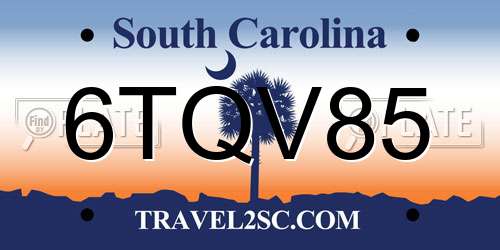 6TQV85 South Carolina License Plate
