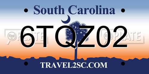 6TQZ02 South Carolina License Plate