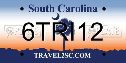 6TRI12 South Carolina License Plate