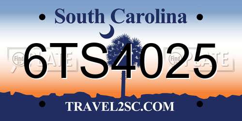 6TS4025 South Carolina License Plate