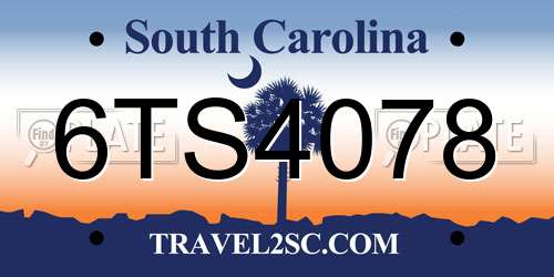6TS4078 South Carolina License Plate