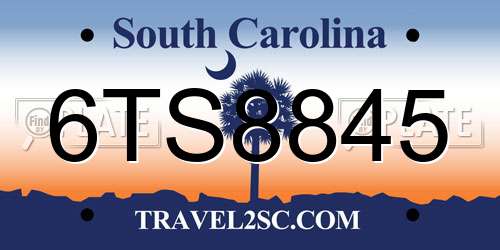 6TS8845 South Carolina License Plate