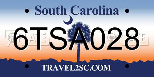 6TSA028 South Carolina License Plate