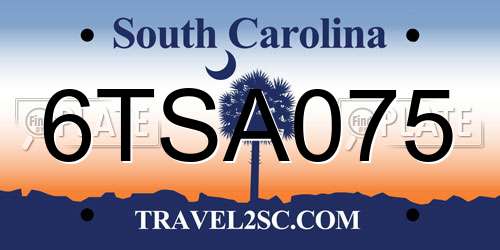 6TSA075 South Carolina License Plate